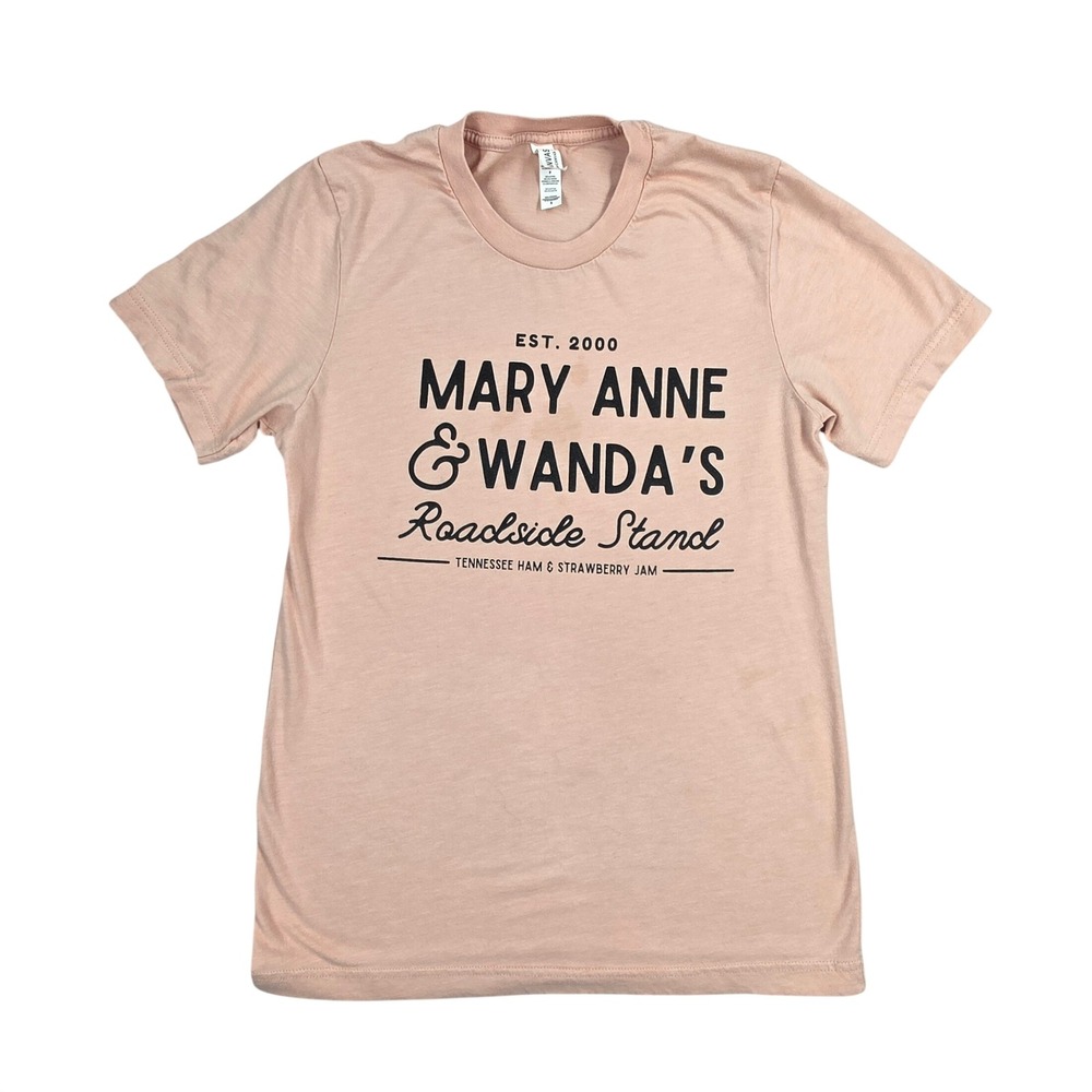 Bella Canvas Mary Anne & Wanda's Roadside Stand Graphic Tee Peach Small